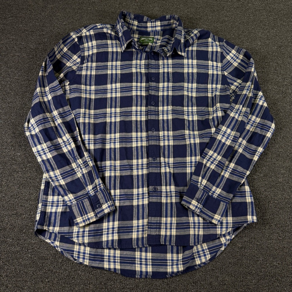 American Eagle Shirt Mens XL Plaid Blue Button-Down Flannel EUC
